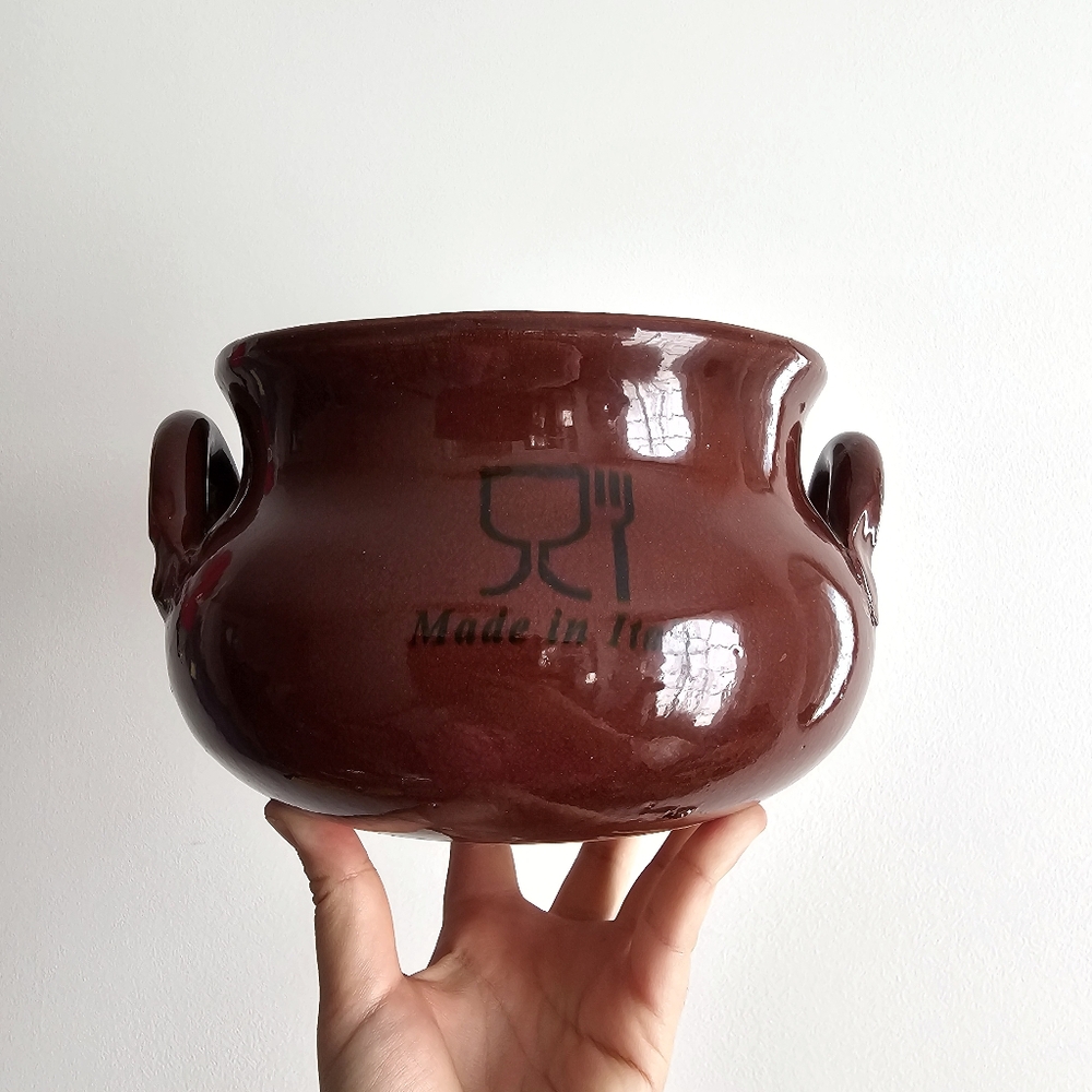 Handmade Terracotta “Pasta Set” Bowl  Made in Italy Glazed Rustic Clay Pottery
